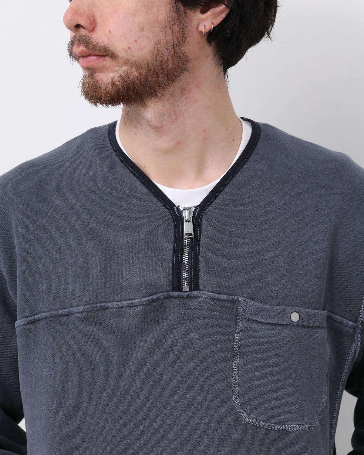 HIKER HALF ZIP PULLOVER COTTON SWEAT PIGMENT DYE