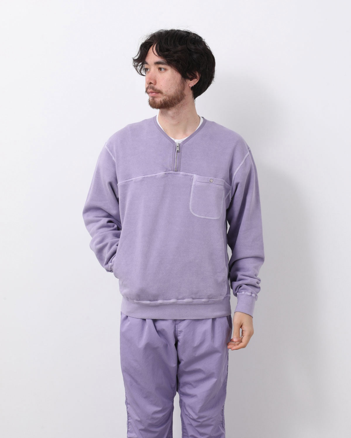 HIKER HALF ZIP PULLOVER COTTON SWEAT PIGMENT DYE