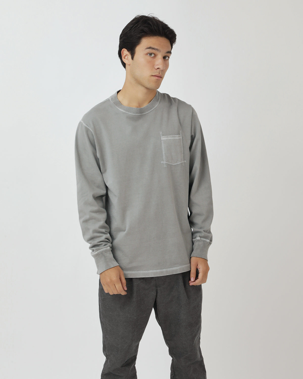 DWELLER L/S TEE COTTON JERSEY PIGMENT DYE