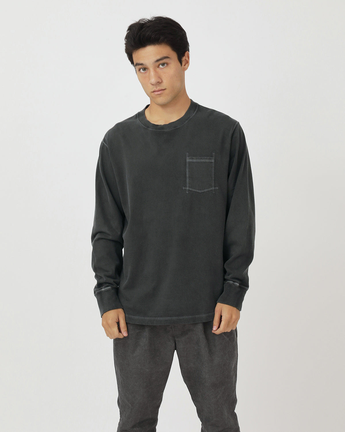 DWELLER L/S TEE COTTON JERSEY PIGMENT DYE