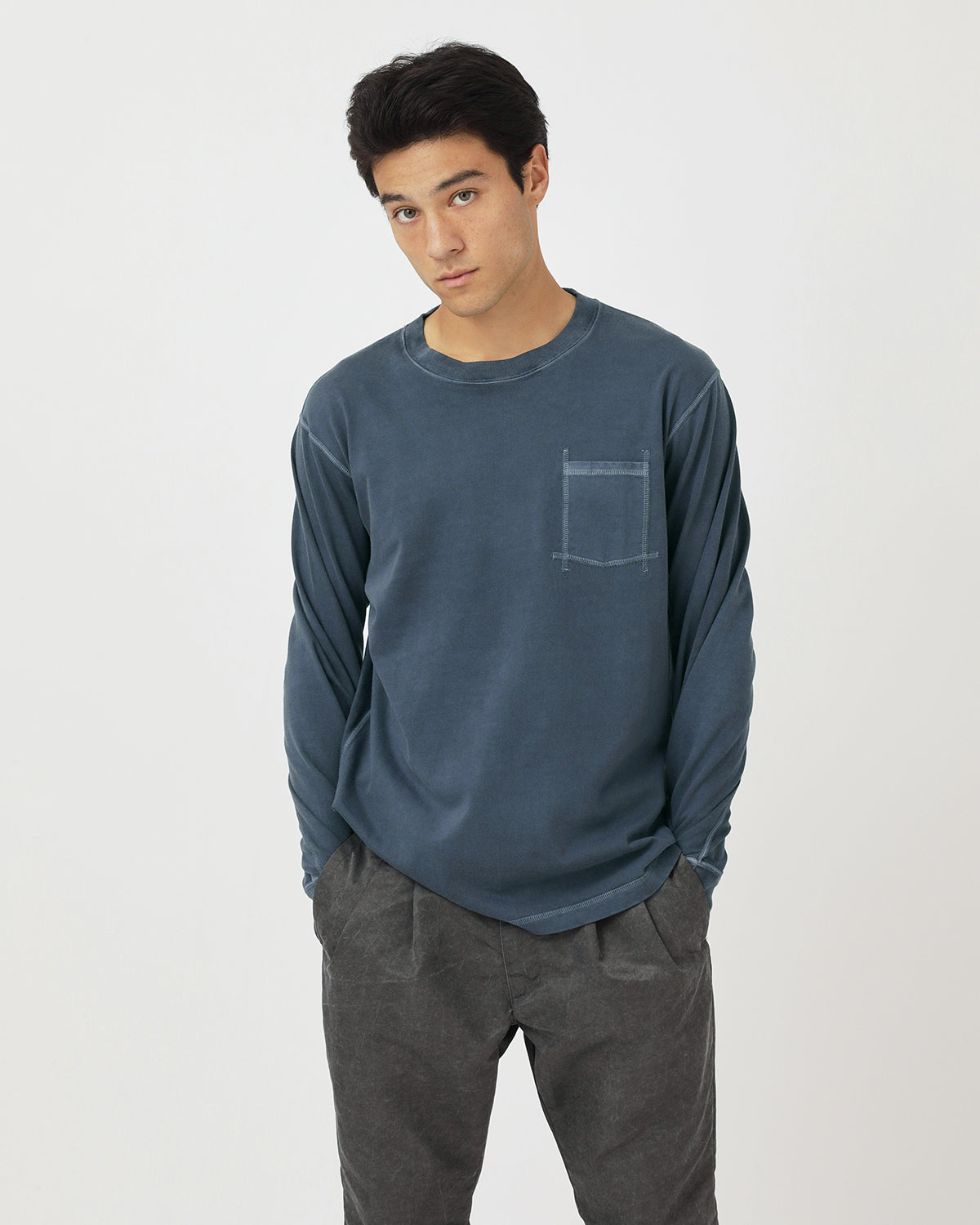 DWELLER L/S TEE COTTON JERSEY PIGMENT DYE