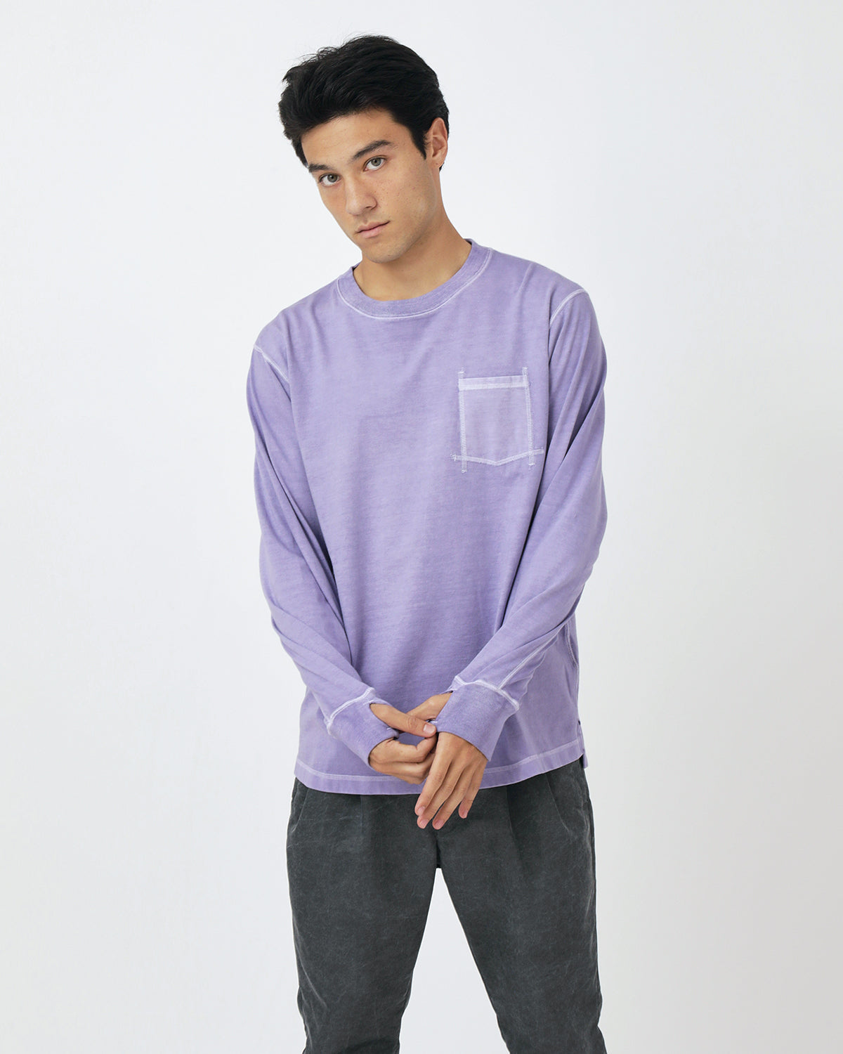 DWELLER L/S TEE COTTON JERSEY PIGMENT DYE