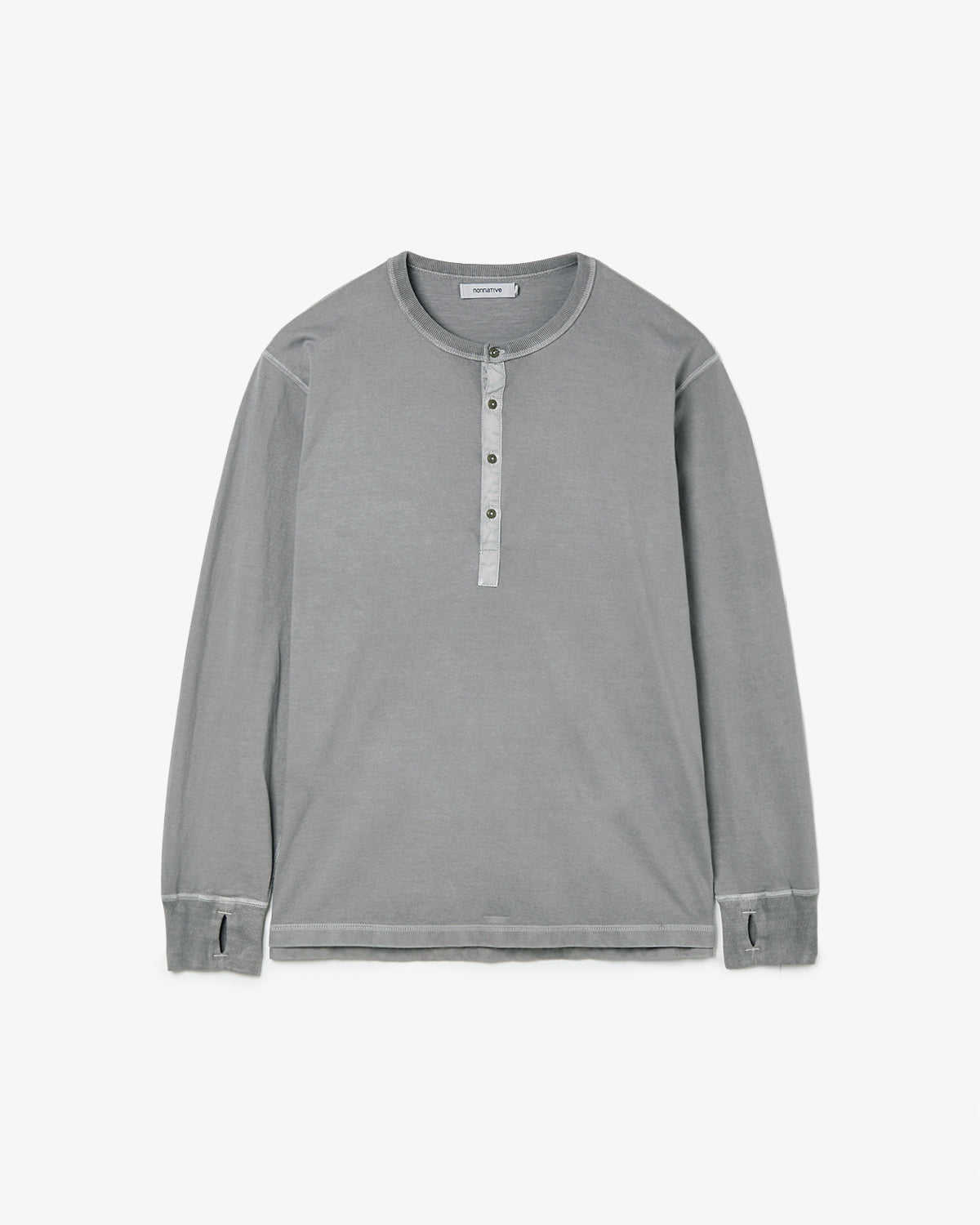 DWELLER L/S HENRY NECK TEE COTTON JERSEY PIGMENT DYE