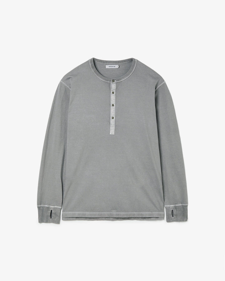 DWELLER L/S HENRY NECK TEE COTTON JERSEY PIGMENT DYE