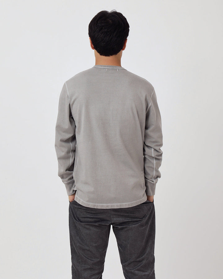 DWELLER L/S HENRY NECK TEE COTTON JERSEY PIGMENT DYE
