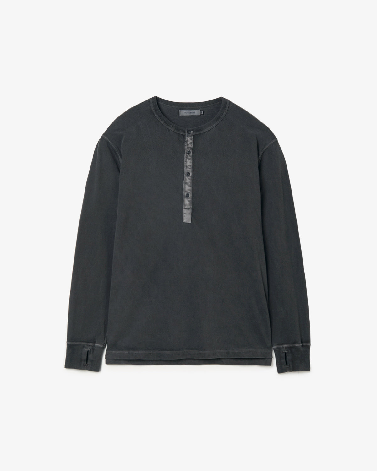 DWELLER L/S HENRY NECK TEE COTTON JERSEY PIGMENT DYE