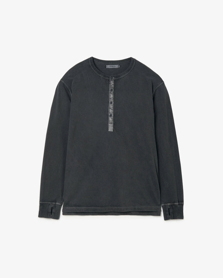 DWELLER L/S HENRY NECK TEE COTTON JERSEY PIGMENT DYE