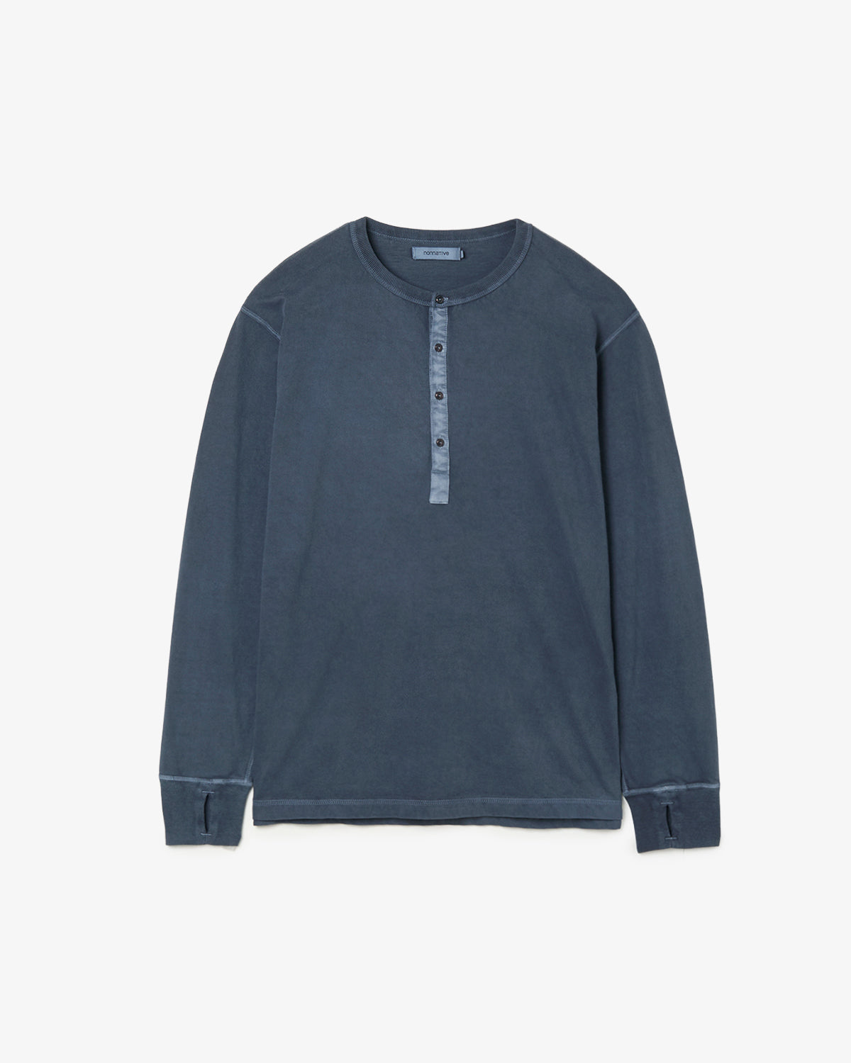DWELLER L/S HENRY NECK TEE COTTON JERSEY PIGMENT DYE