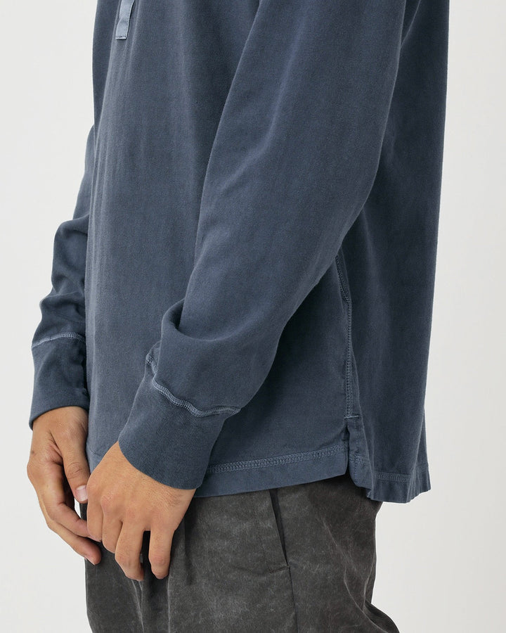 DWELLER L/S HENRY NECK TEE COTTON JERSEY PIGMENT DYE