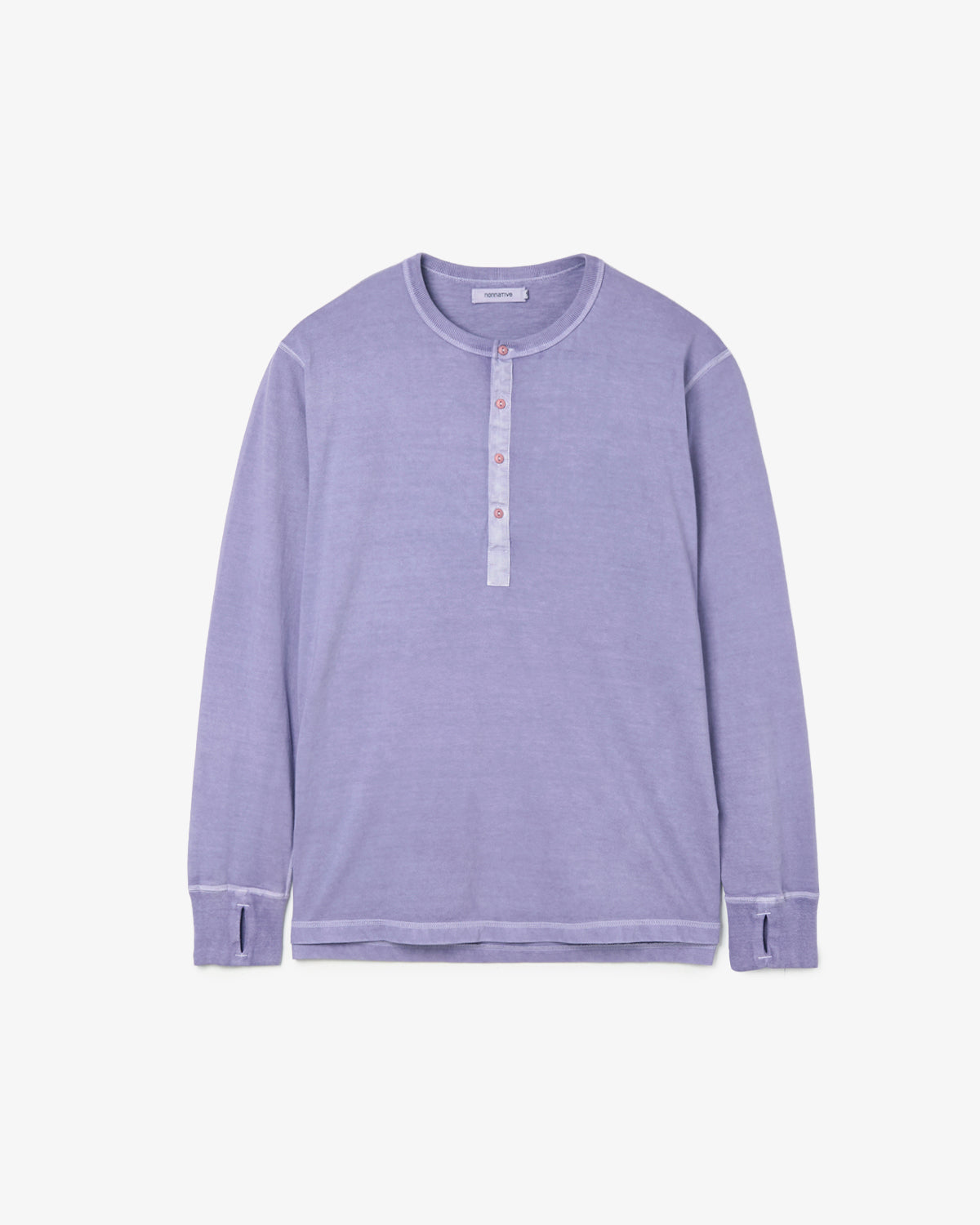 DWELLER L/S HENRY NECK TEE COTTON JERSEY PIGMENT DYE