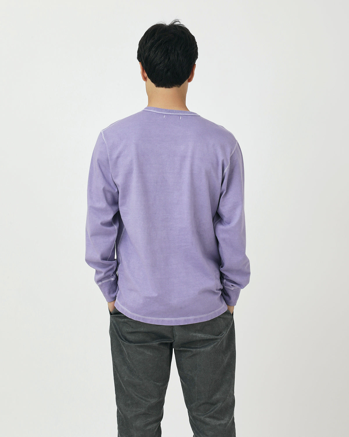DWELLER L/S HENRY NECK TEE COTTON JERSEY PIGMENT DYE