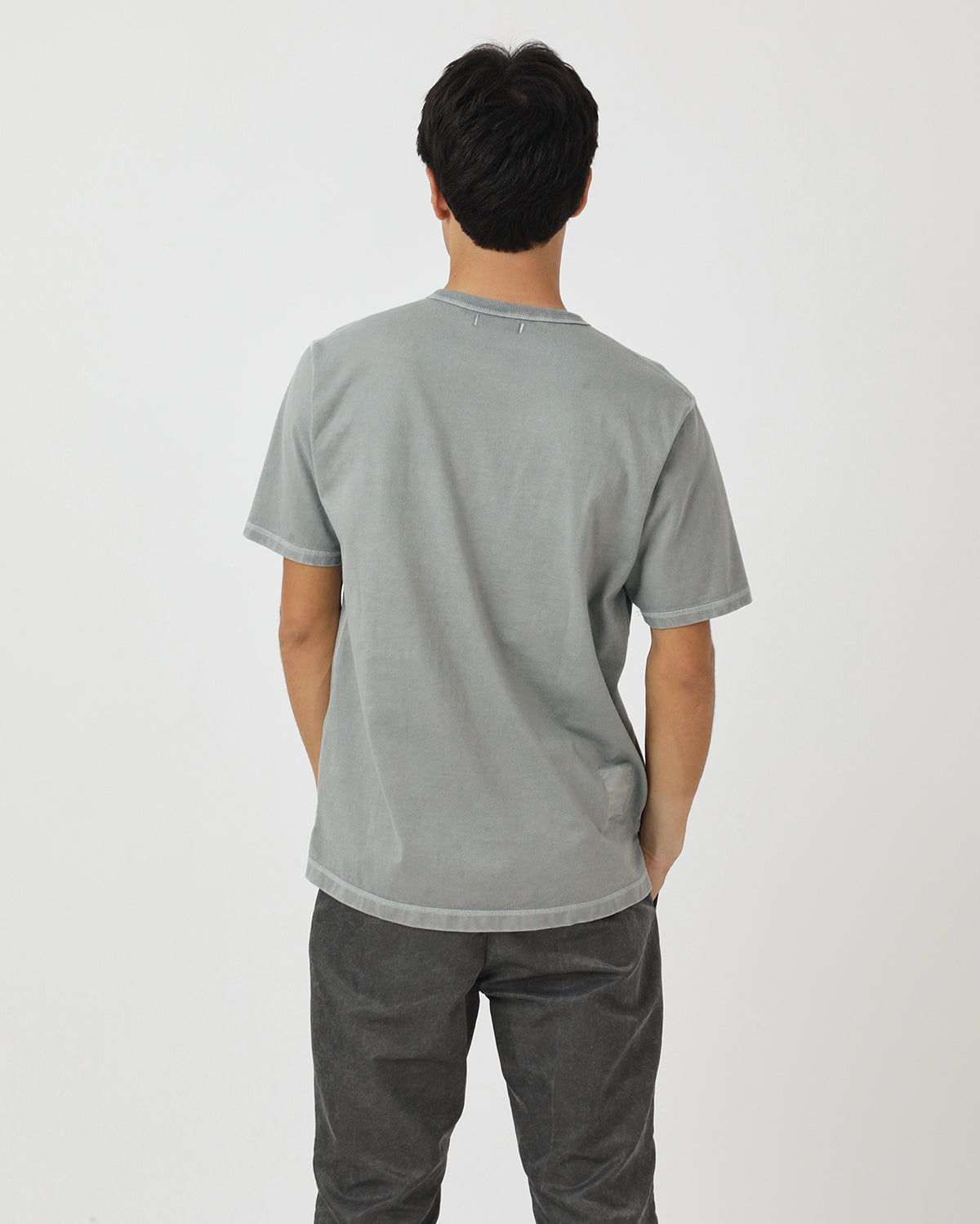 DWELLER S/S HENRY NECK TEE COTTON JERSEY PIGMENT DYE