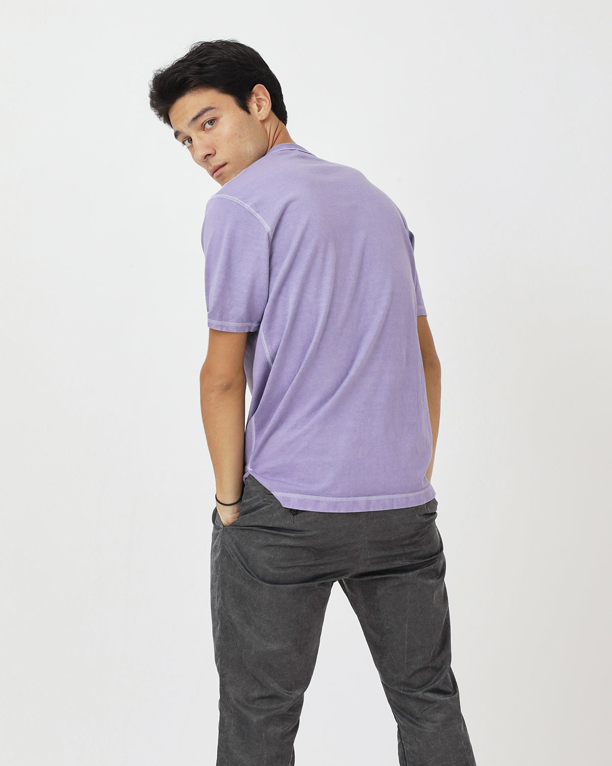DWELLER S/S HENRY NECK TEE COTTON JERSEY PIGMENT DYE