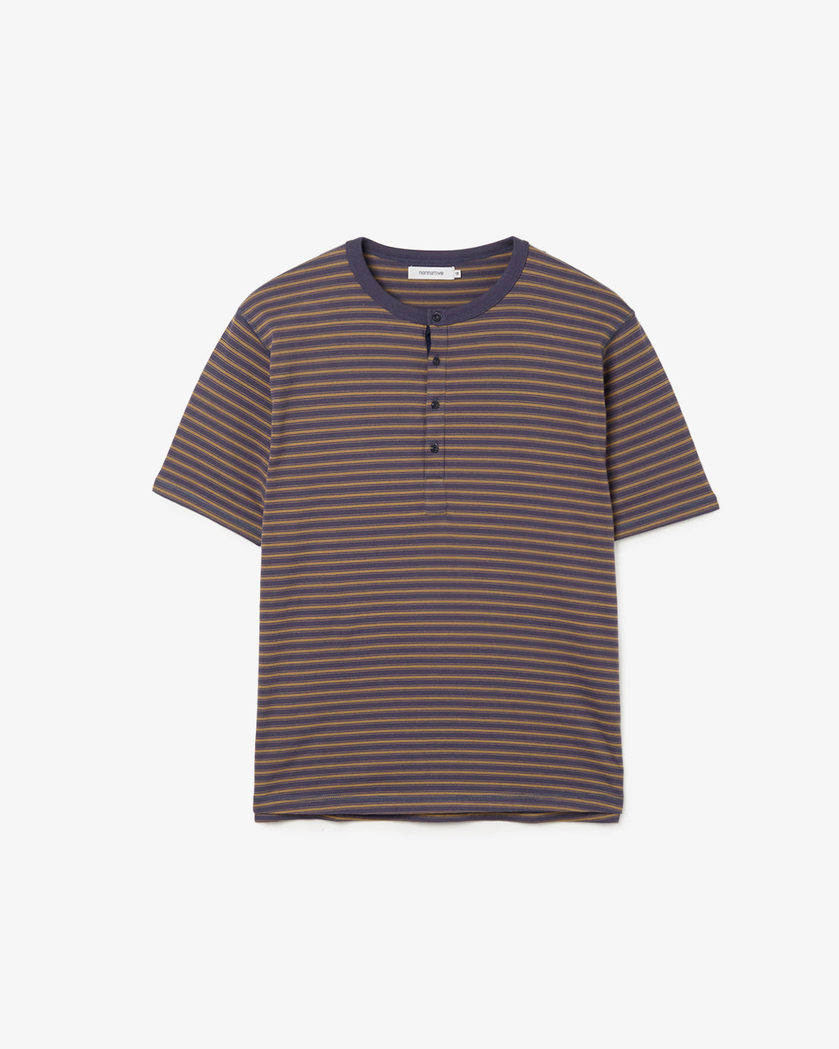 DWELLER S/S HENRY NECK TEE COTTON JERSEY BORDER