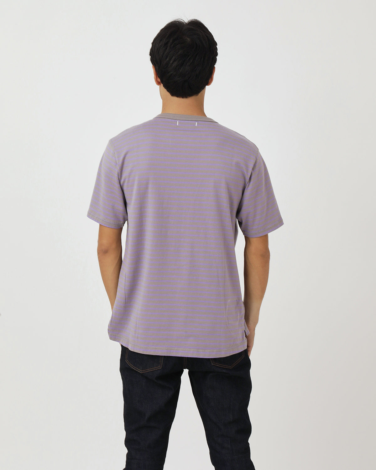 DWELLER S/S HENRY NECK TEE COTTON JERSEY BORDER