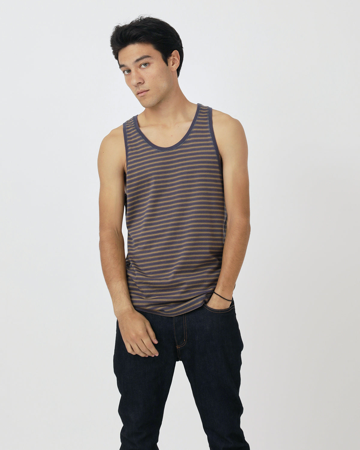 DWELLER TANK TOP COTTON JERSEY BORDER
