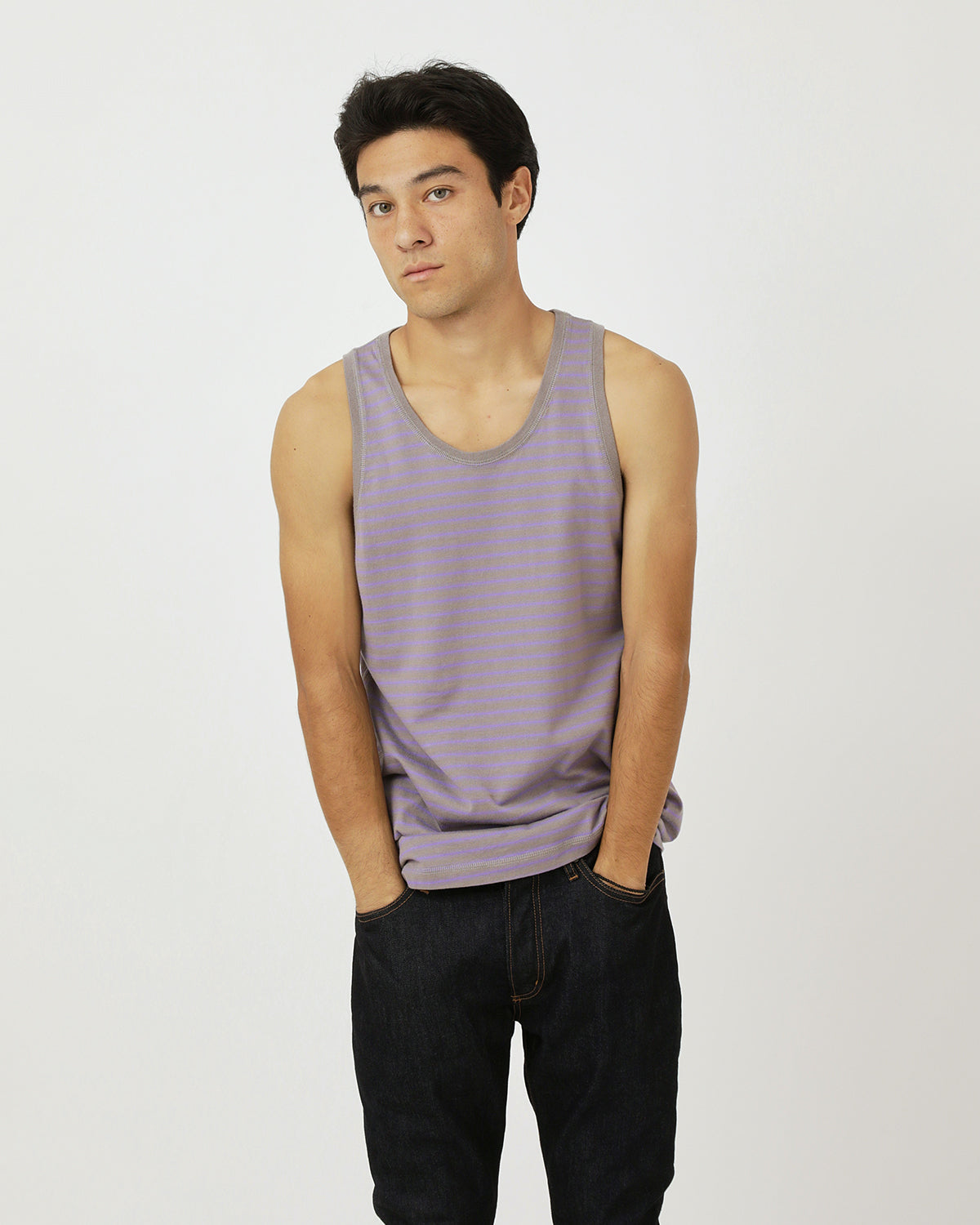 DWELLER TANK TOP COTTON JERSEY BORDER