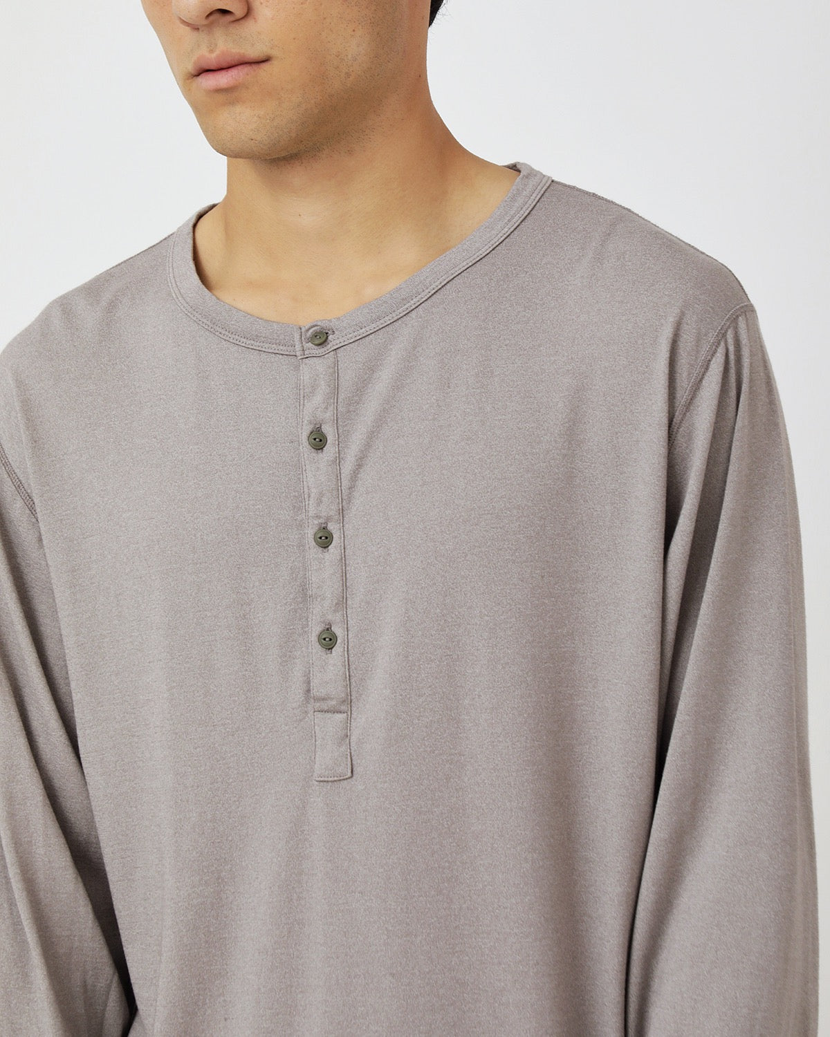 DWELLER L/S HENRY NECK TEE MERINO WOOL OVERDYED