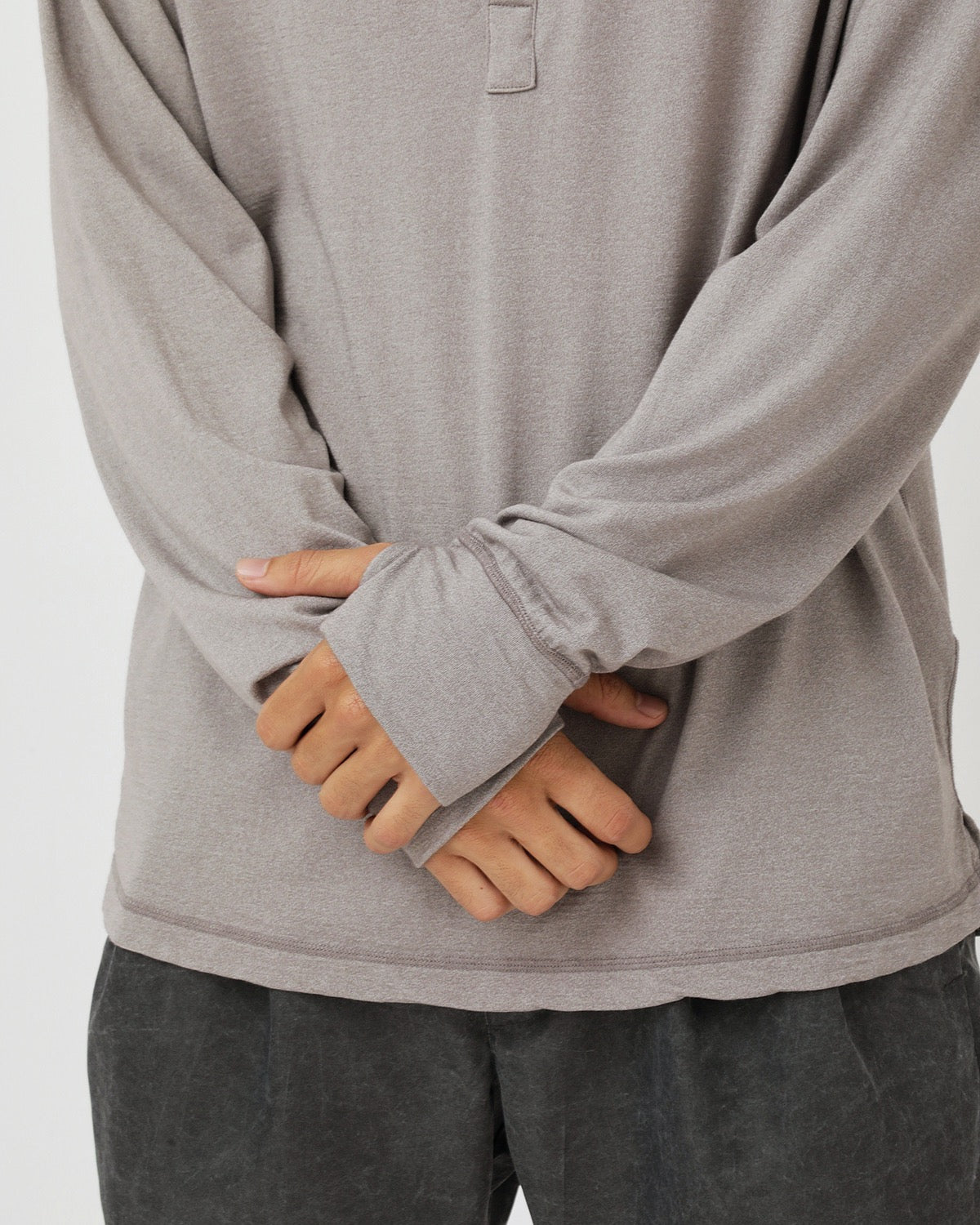DWELLER L/S HENRY NECK TEE MERINO WOOL OVERDYED