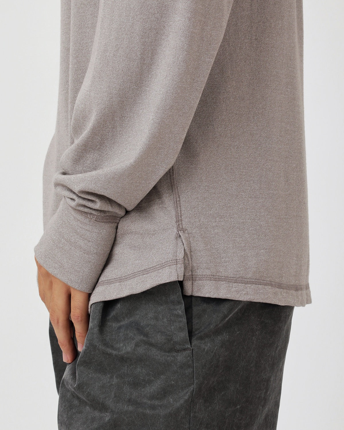 DWELLER L/S HENRY NECK TEE MERINO WOOL OVERDYED