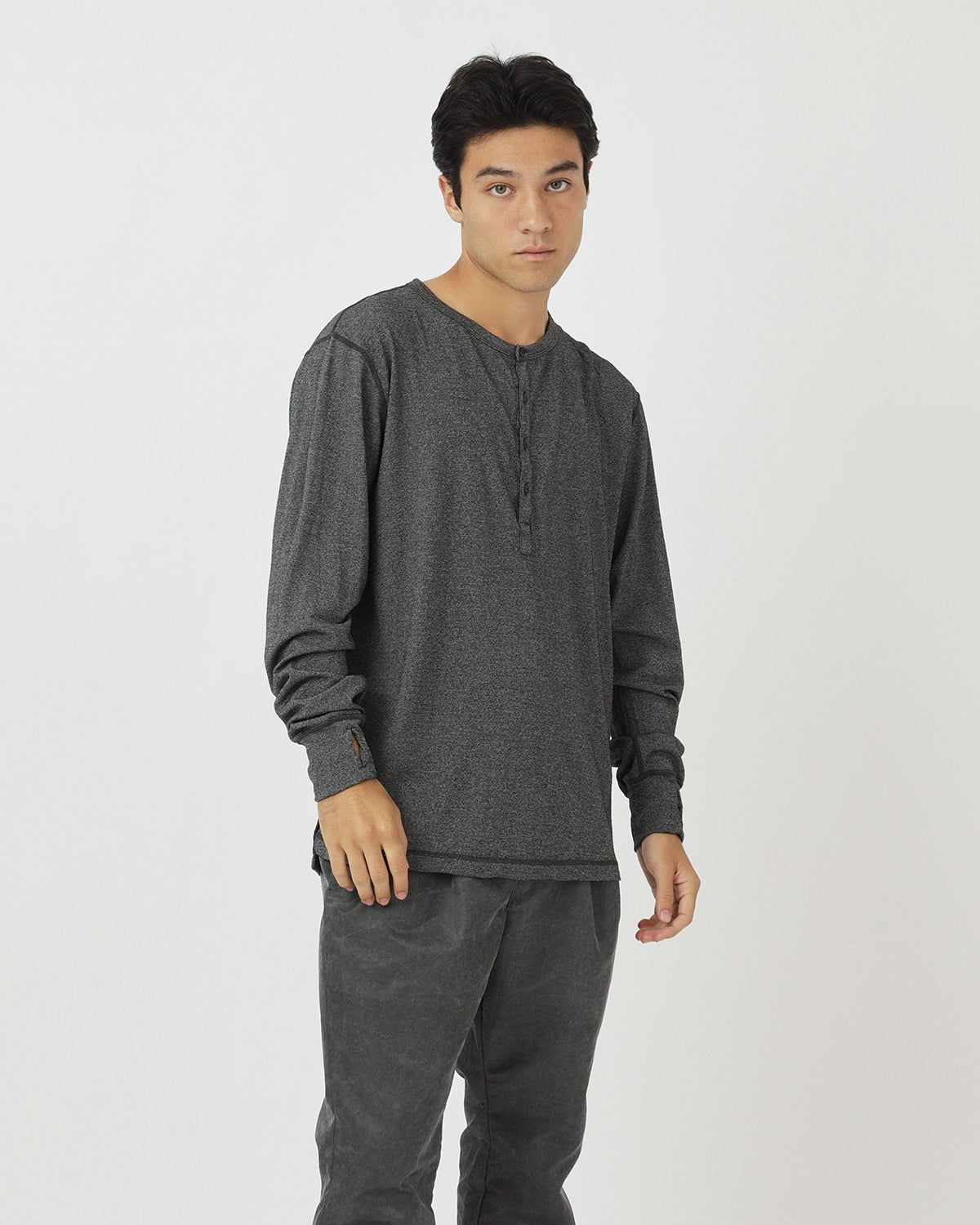 DWELLER L/S HENRY NECK TEE MERINO WOOL OVERDYED