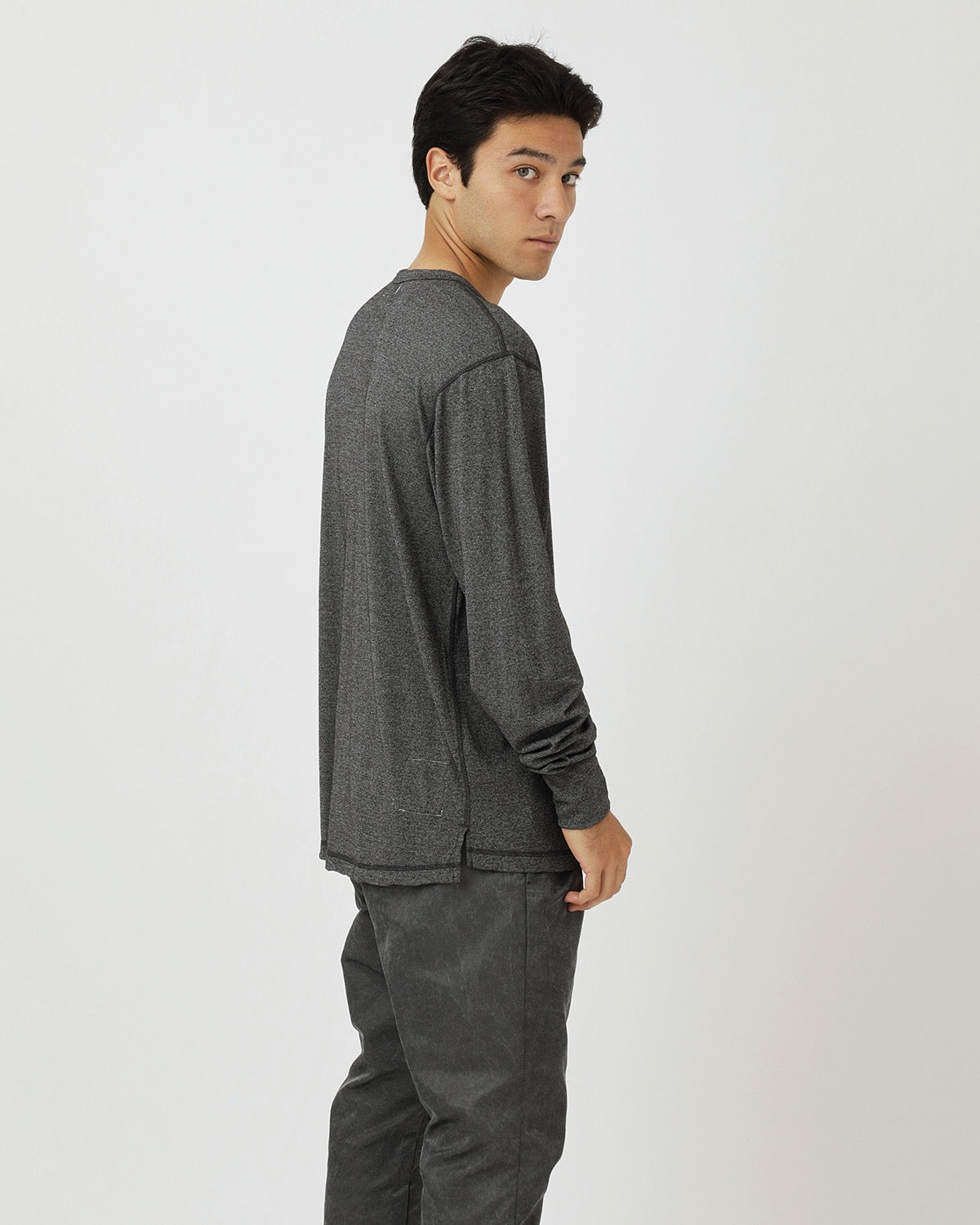 DWELLER L/S HENRY NECK TEE MERINO WOOL OVERDYED