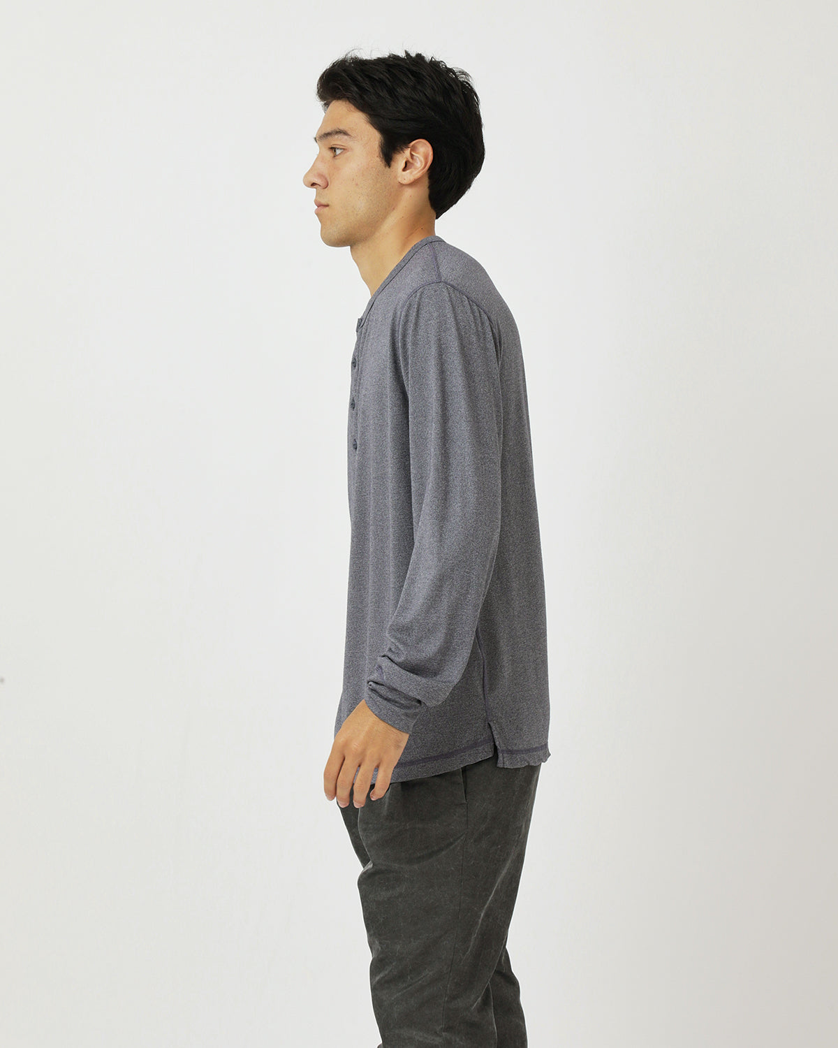 DWELLER L/S HENRY NECK TEE MERINO WOOL OVERDYED