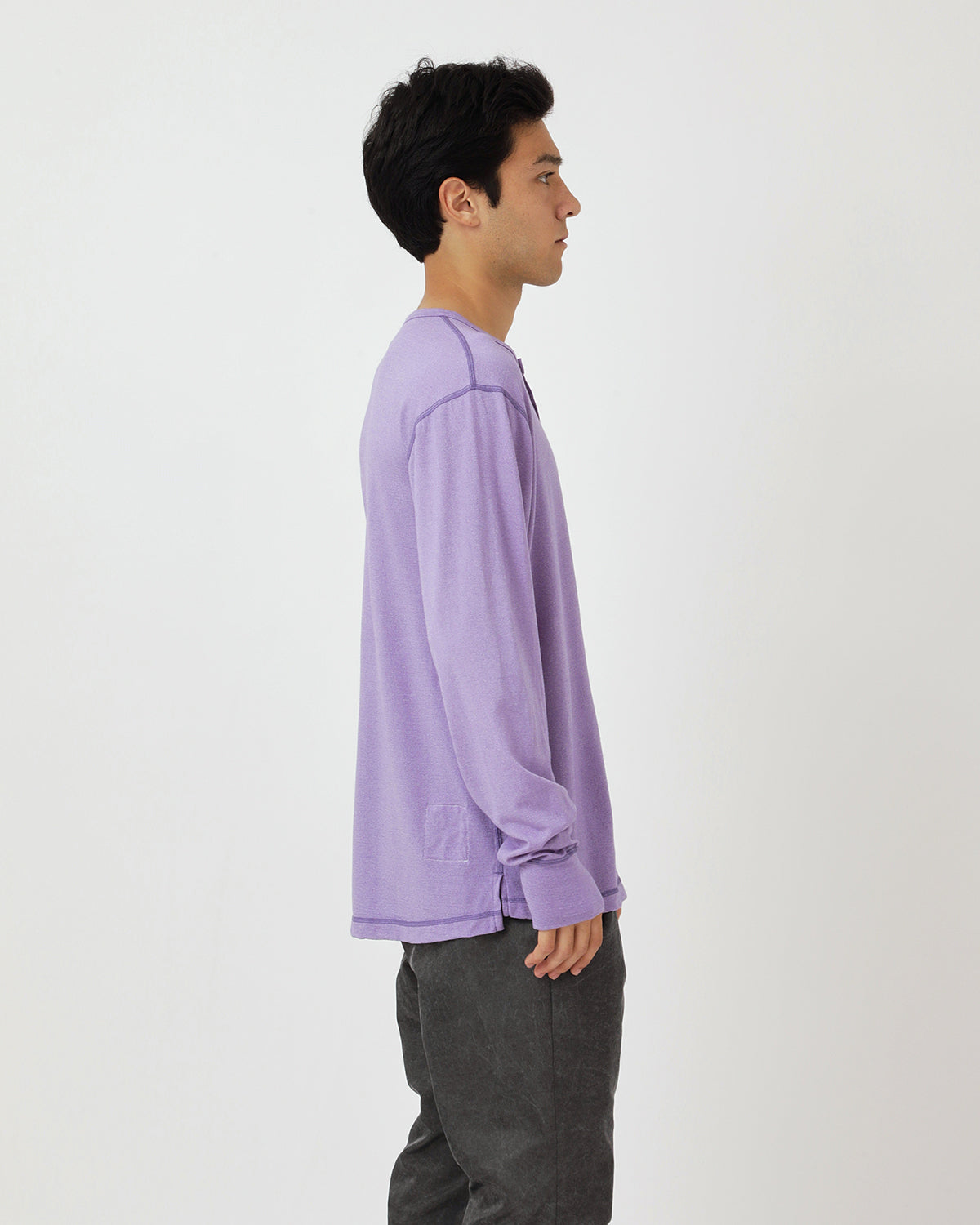DWELLER L/S HENRY NECK TEE MERINO WOOL OVERDYED