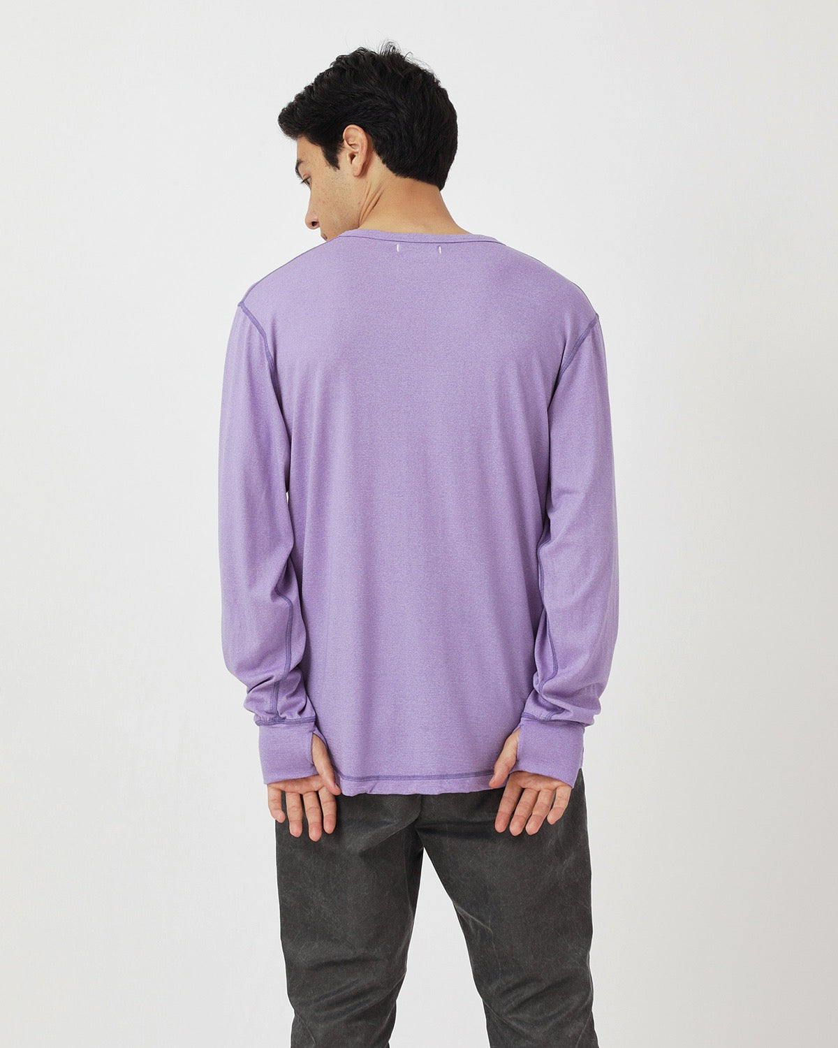DWELLER L/S HENRY NECK TEE MERINO WOOL OVERDYED