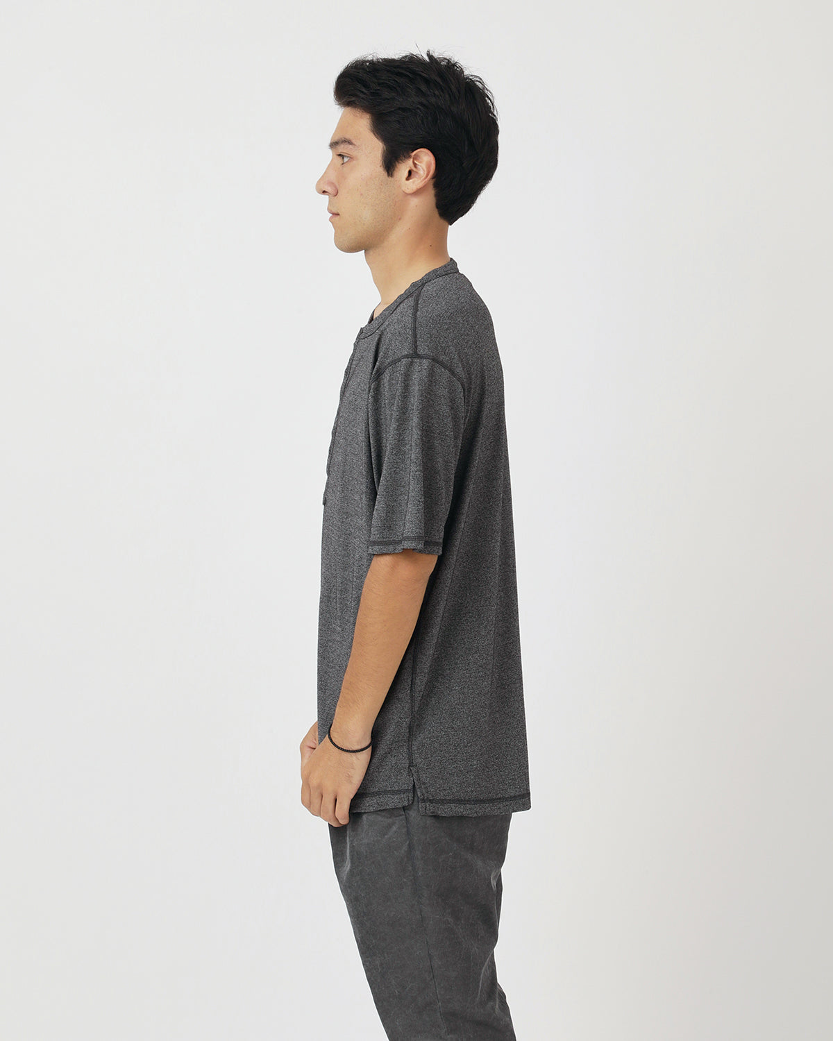 DWELLER S/S HENRY NECK TEE MERINO WOOL OVERDYED