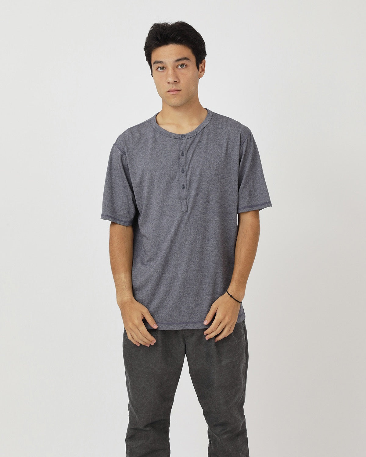 DWELLER S/S HENRY NECK TEE MERINO WOOL OVERDYED