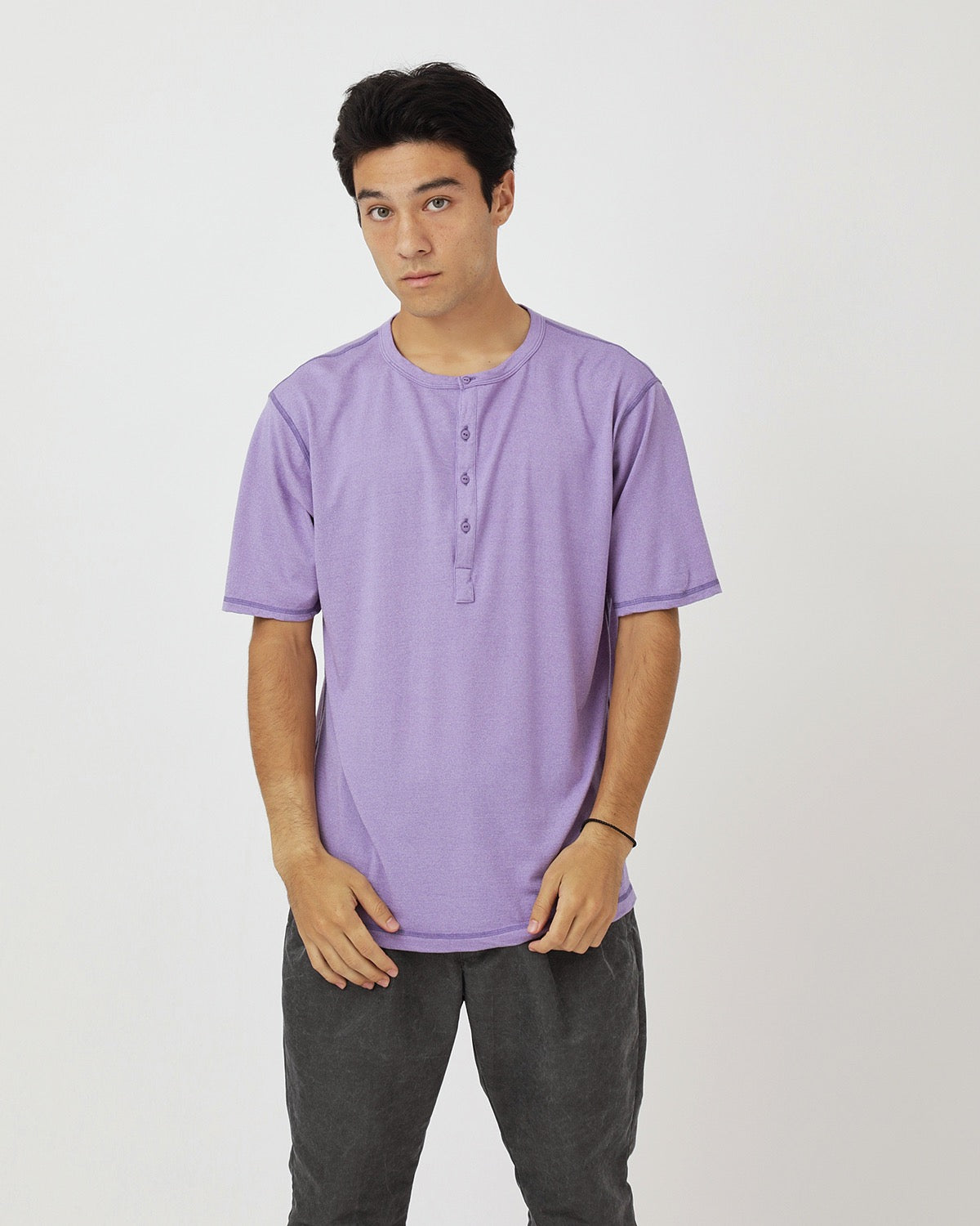 DWELLER S/S HENRY NECK TEE MERINO WOOL OVERDYED