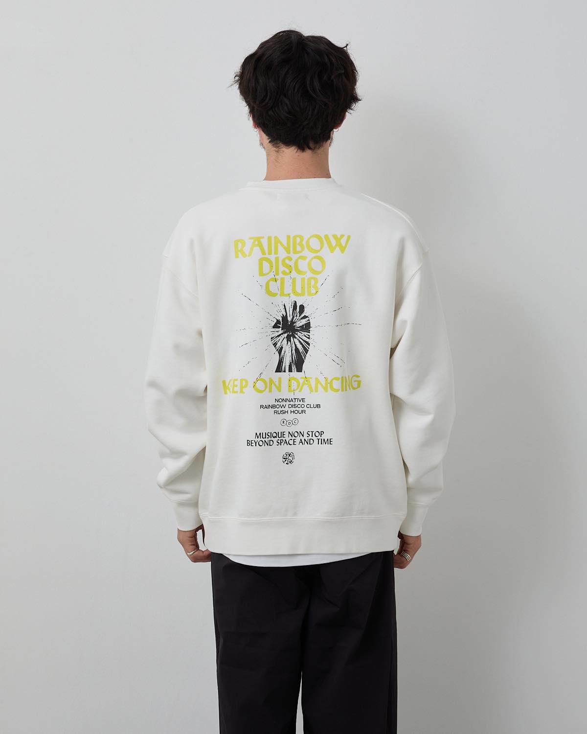 RUSH HOUR × nonnative × RAINBOW DISCO CLUB CREWNECK SWEAT