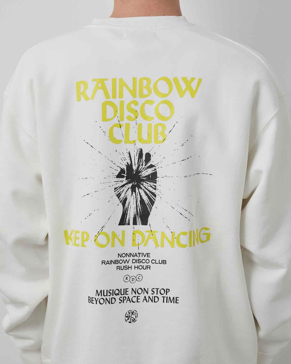 RUSH HOUR × nonnative × RAINBOW DISCO CLUB CREWNECK SWEAT