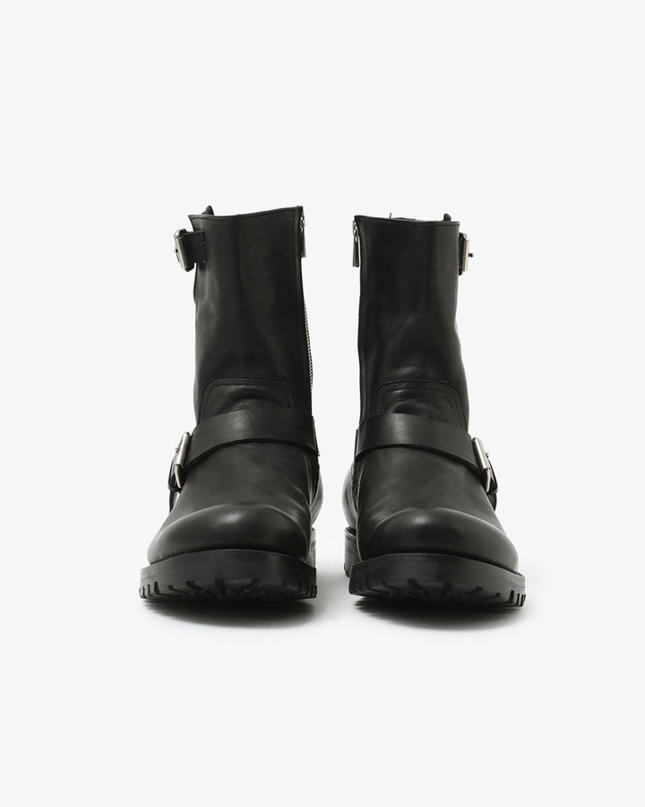 BIKER ZIP UP BOOTS COW LEATHER