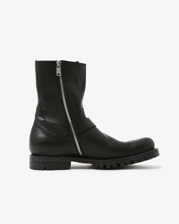 BIKER ZIP UP BOOTS COW LEATHER