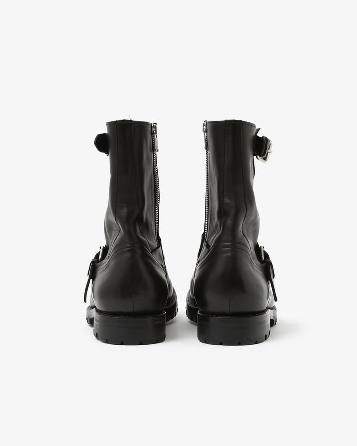 BIKER ZIP UP BOOTS COW LEATHER