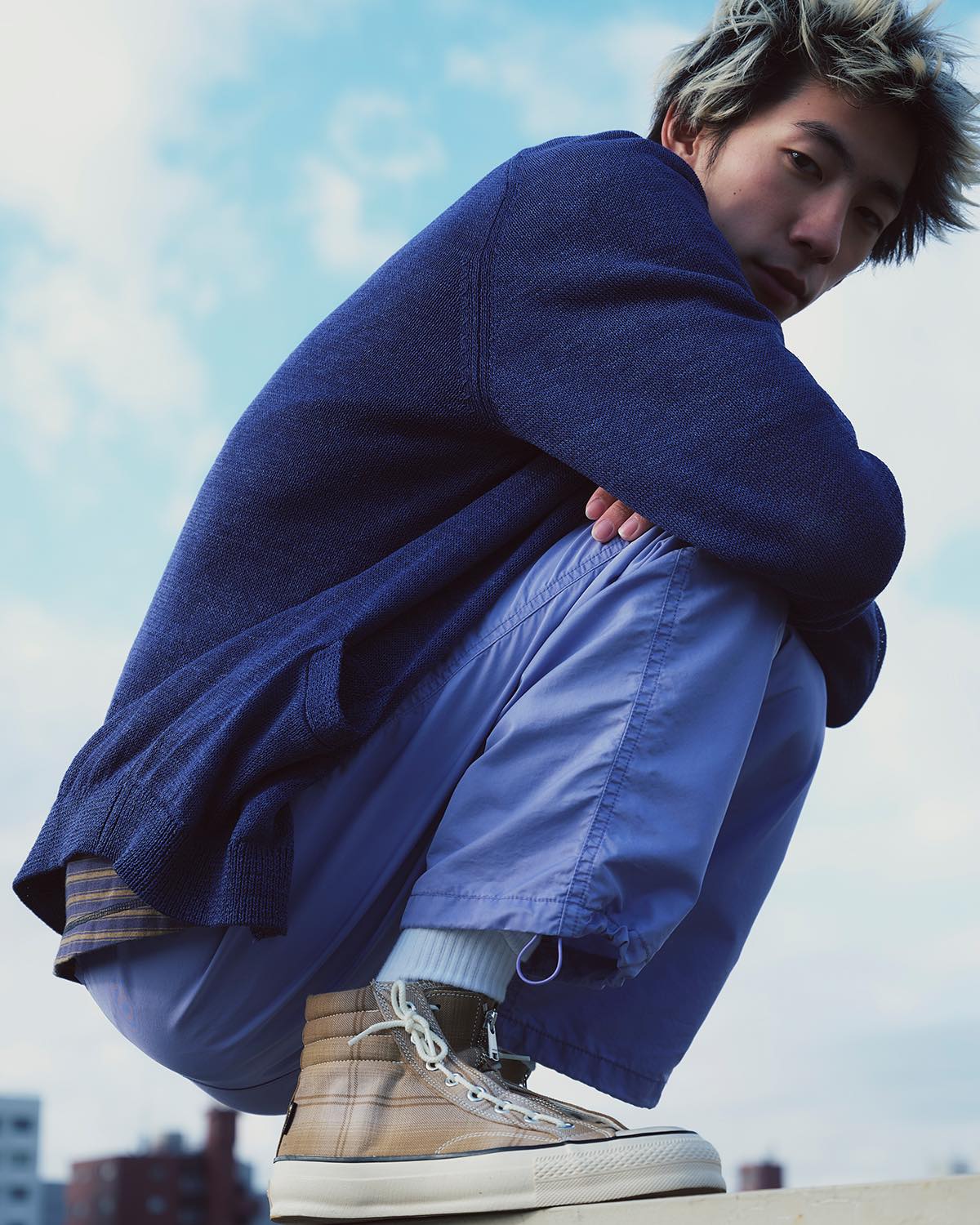 DWELLER TRAINER 2 HI COTTON TWILL OMBRE CHECK by Rafu WITH GORE-TEX