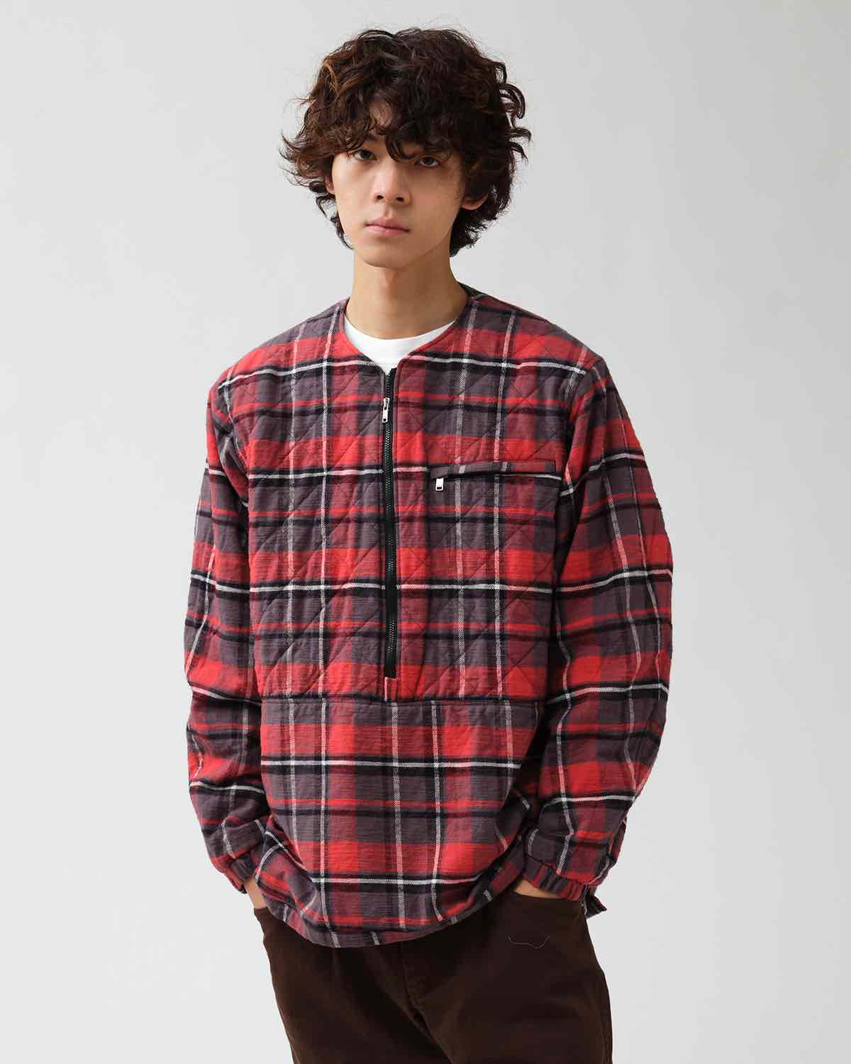 HIKER PULLOVER PUFF JACKET COTTON SLUB FLANNEL CHECK