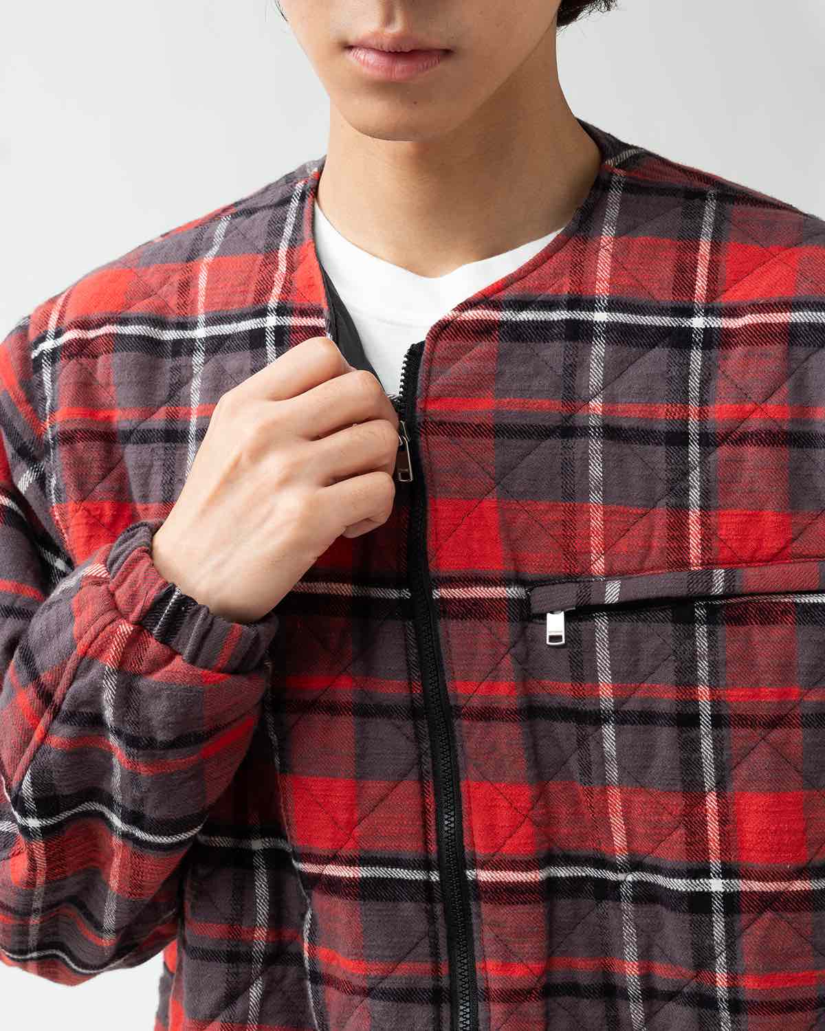 HIKER PULLOVER PUFF JACKET COTTON SLUB FLANNEL CHECK