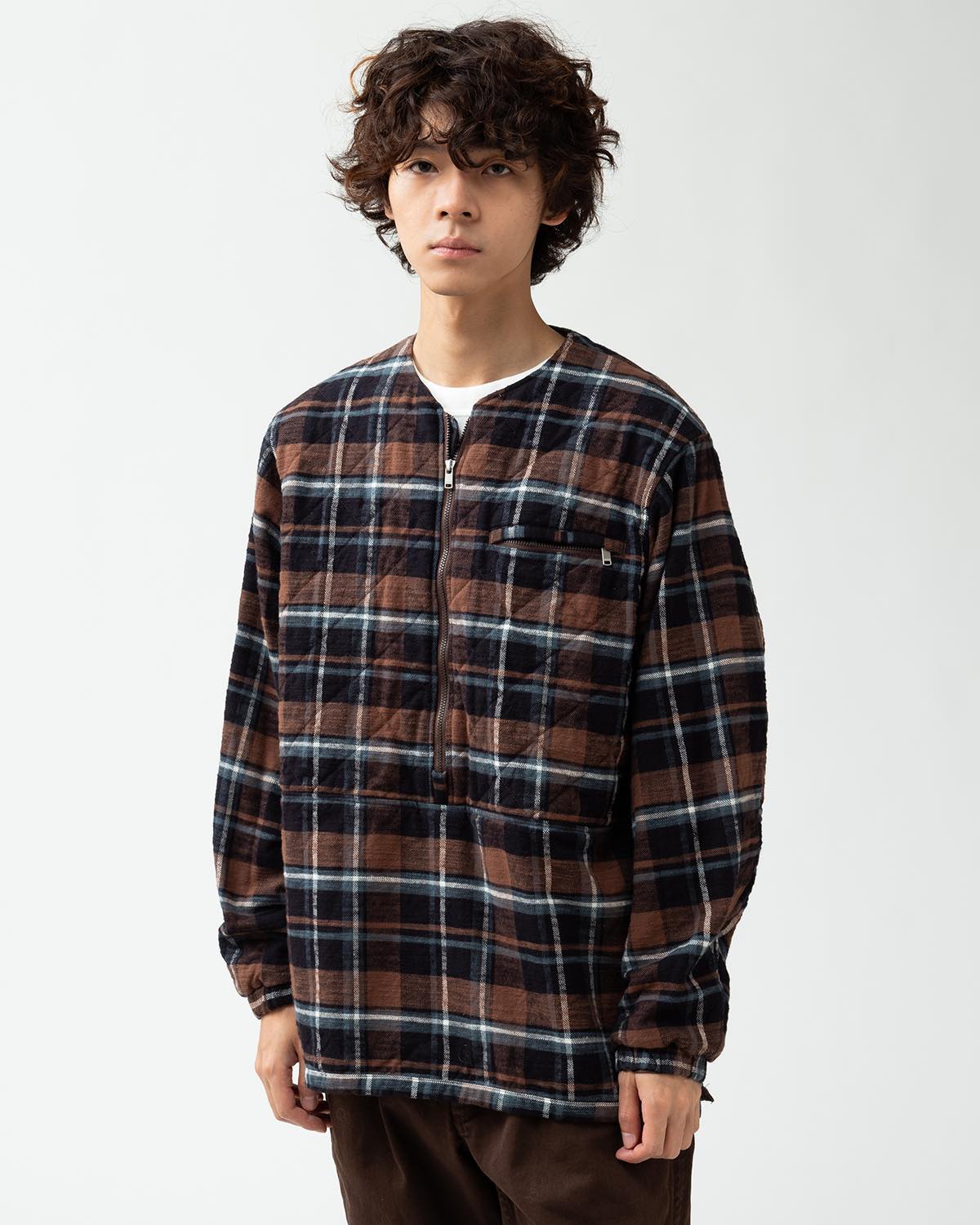 HIKER PULLOVER PUFF JACKET COTTON SLUB FLANNEL CHECK