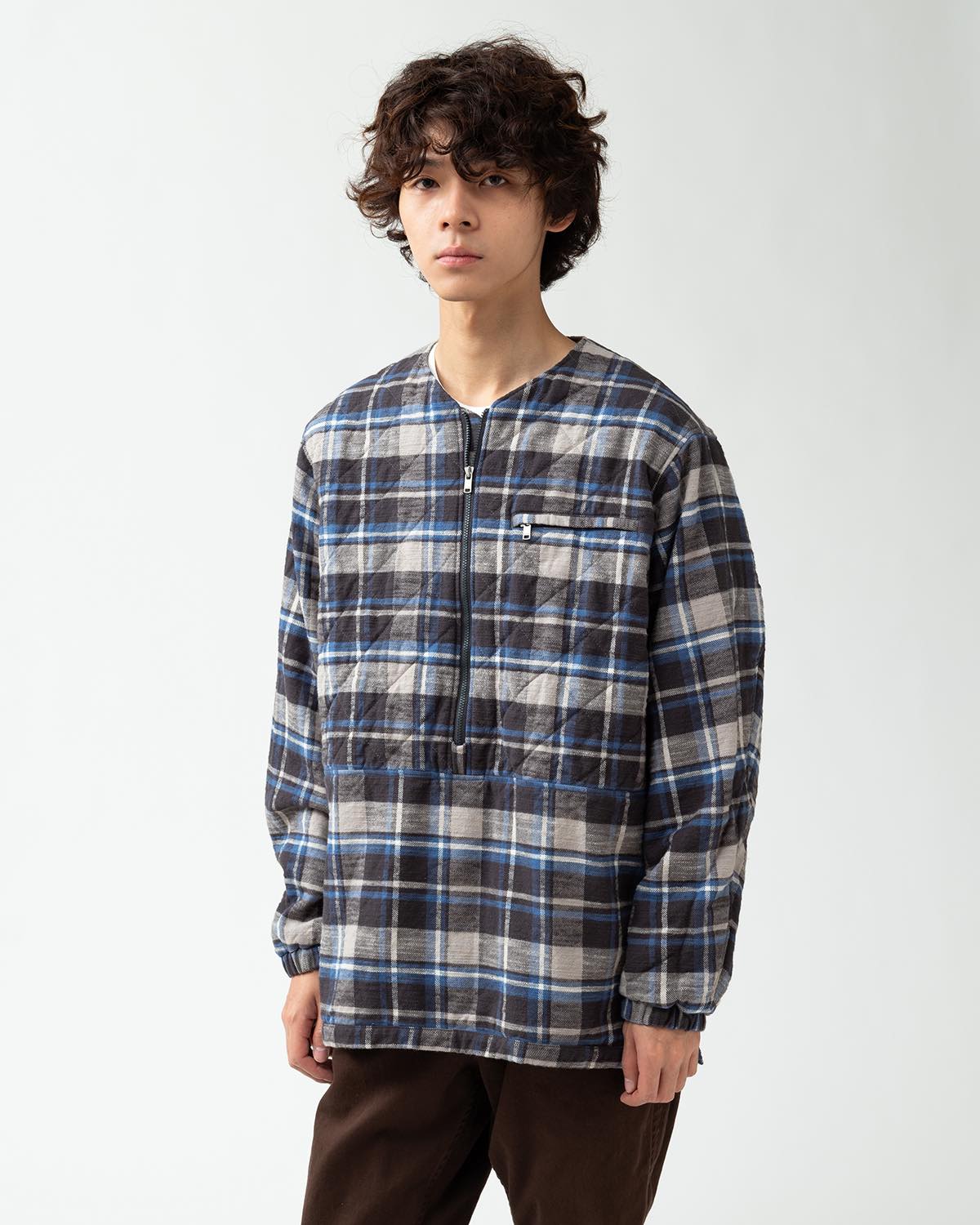 HIKER PULLOVER PUFF JACKET COTTON SLUB FLANNEL CHECK