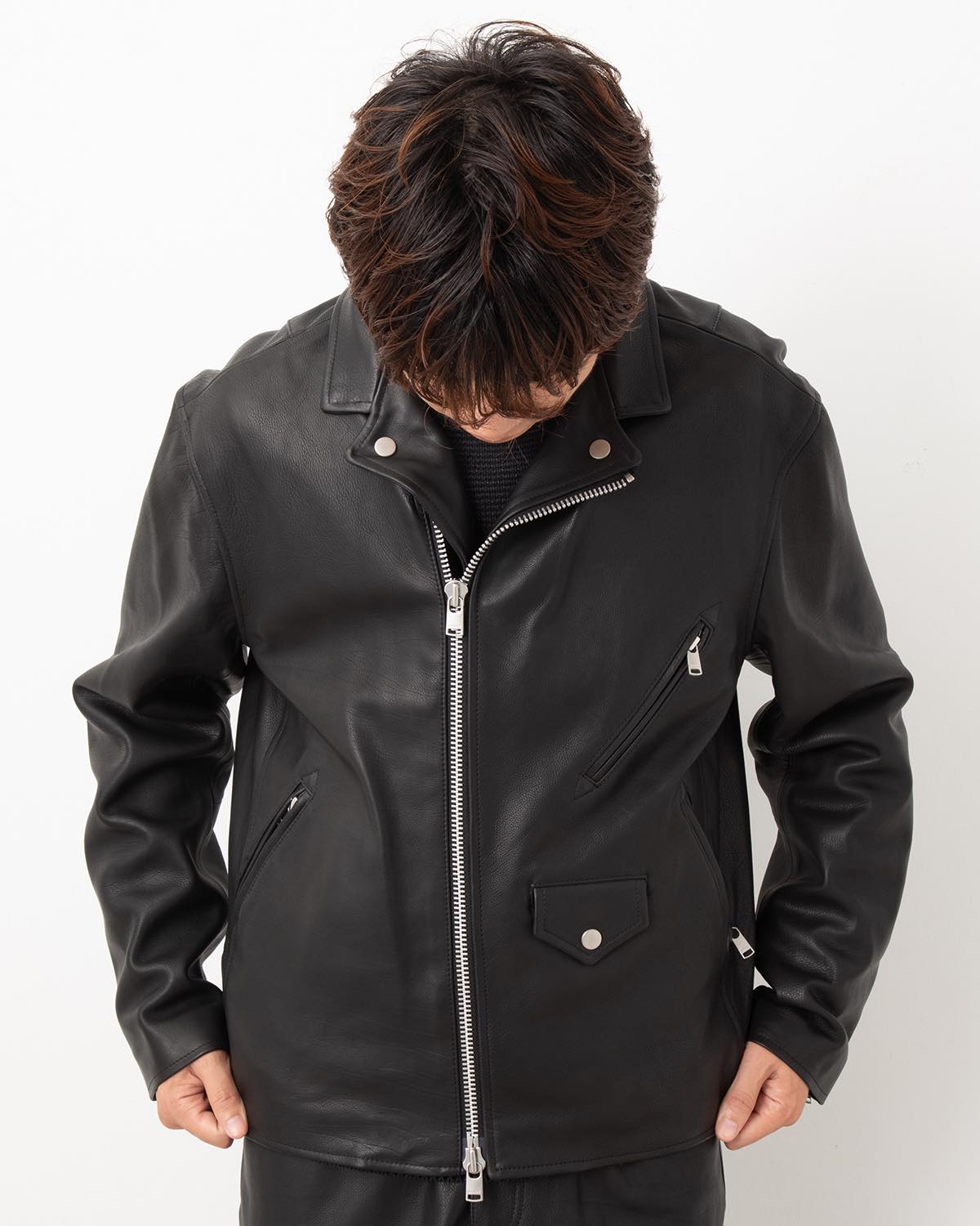 RIDER BLOUSON COW LEATHER WITH WINDSTOPPER®