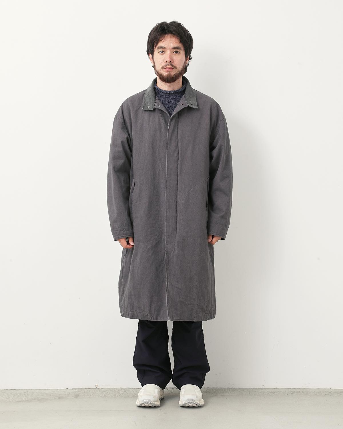 WANDERER LONG COAT C/Li CANVAS SULFUR DYE WITH WINDSTOPPER®