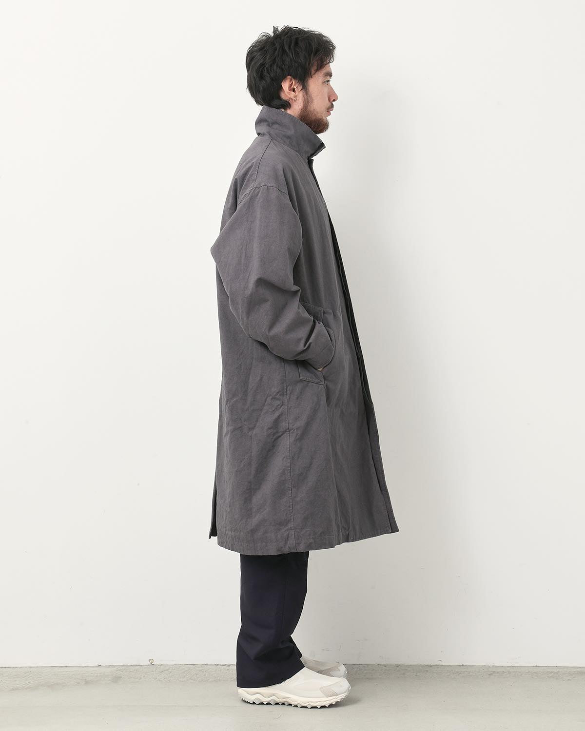WANDERER LONG COAT C/Li CANVAS SULFUR DYE WITH WINDSTOPPER®