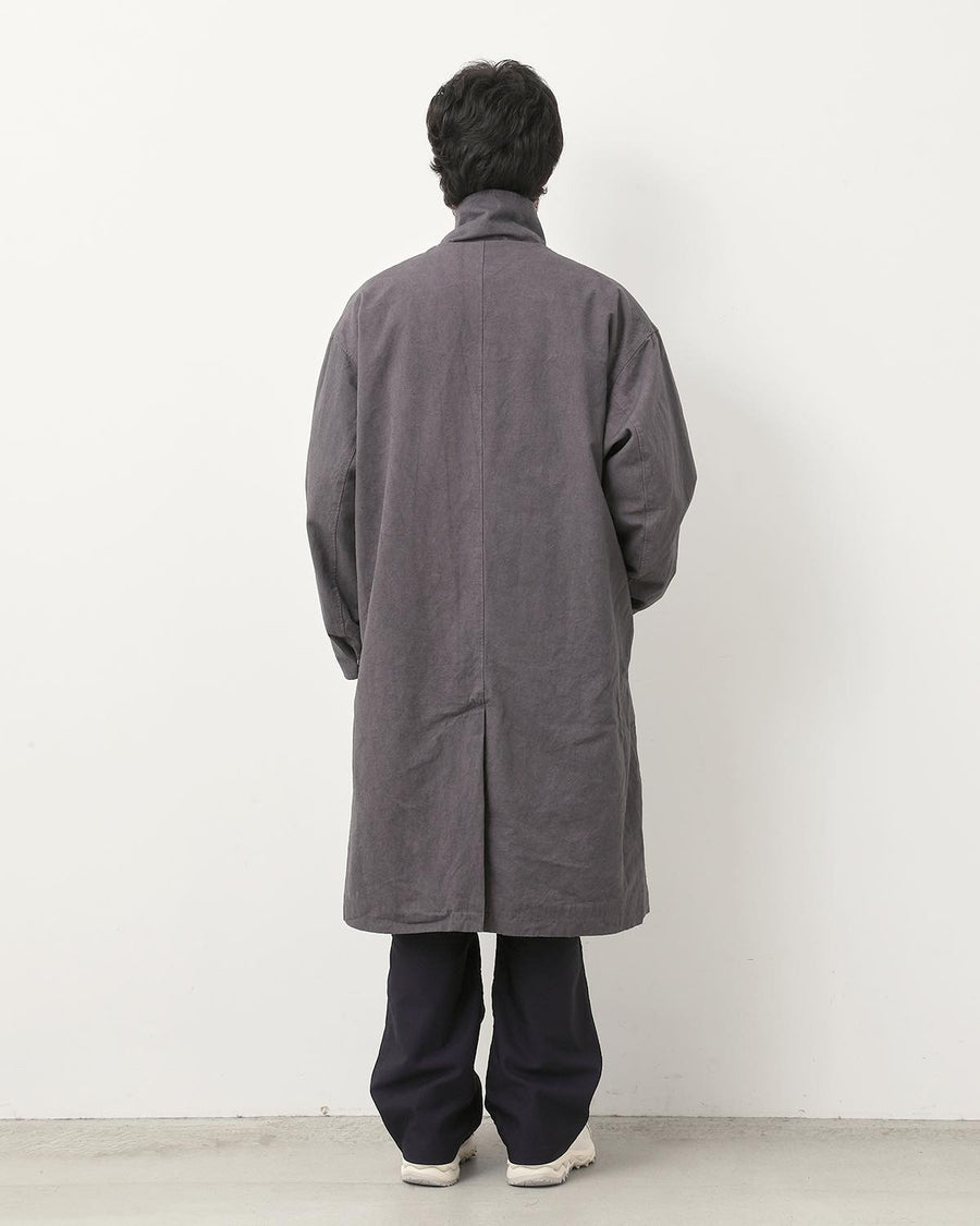 178幟墨染めコート WANDERER LONG COAT C/Li CANVAS SULFUR DYE WITH WINDSTOPPER