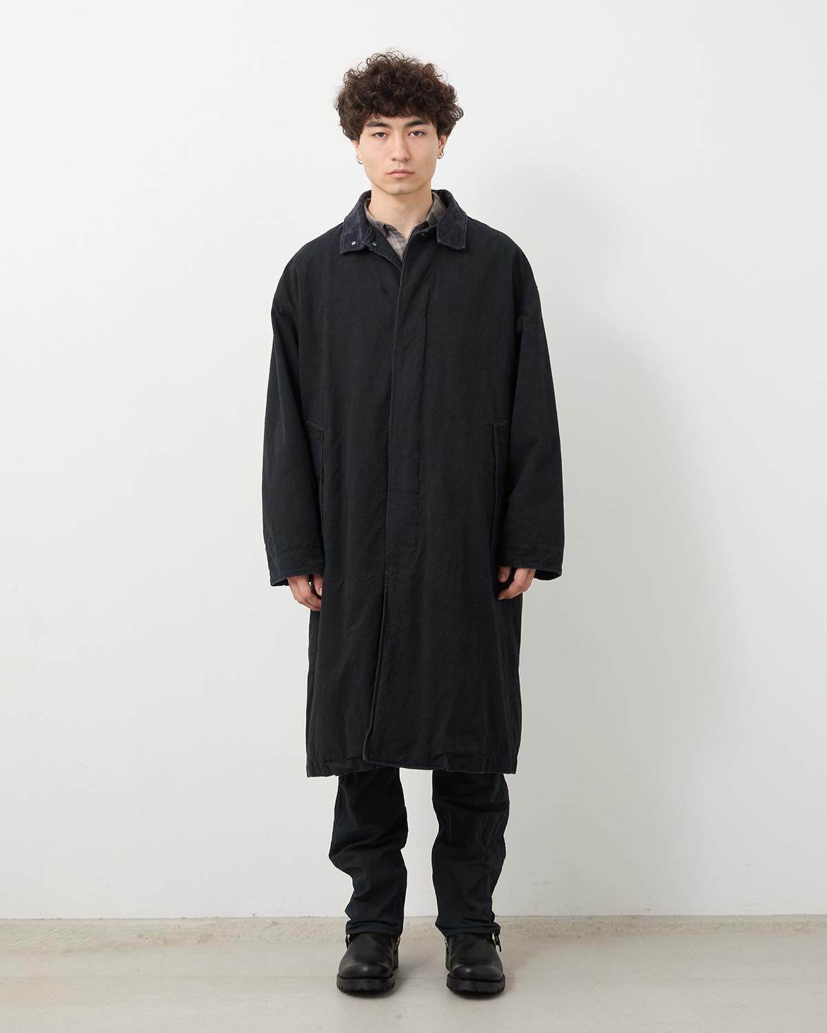 WANDERER LONG COAT C/Li CANVAS SULFUR DYE WITH WINDSTOPPER®