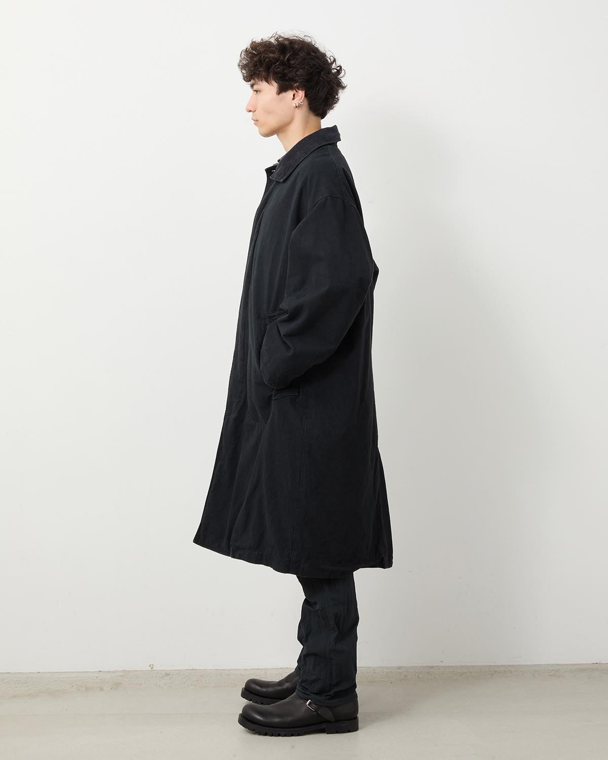 WANDERER LONG COAT C/Li CANVAS SULFUR DYE WITH WINDSTOPPER®