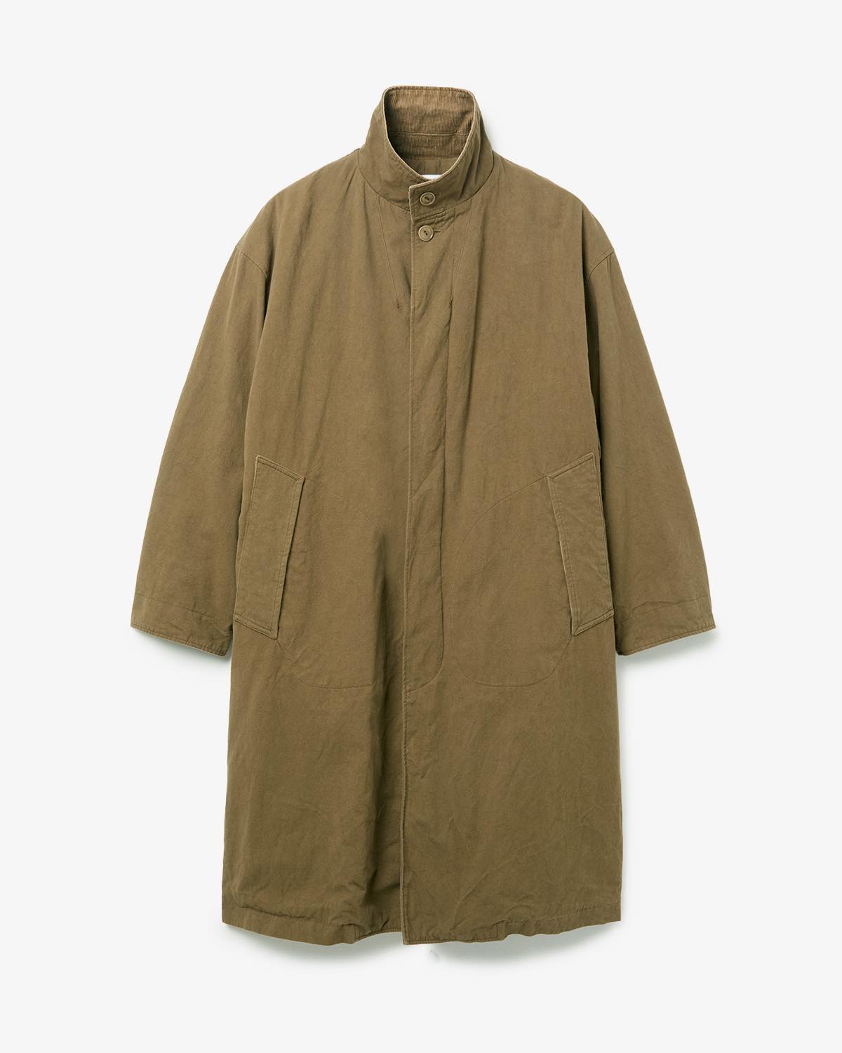 WANDERER LONG COAT C/Li CANVAS SULFUR DYE WITH WINDSTOPPER