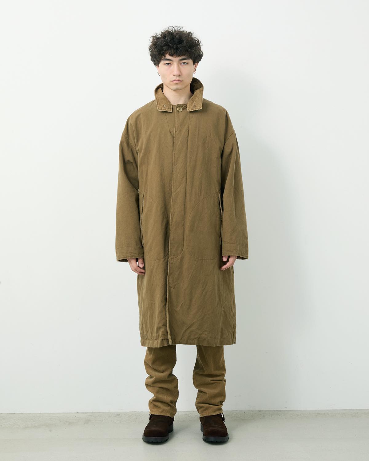 WANDERER LONG COAT C/Li CANVAS SULFUR DYE WITH WINDSTOPPER®